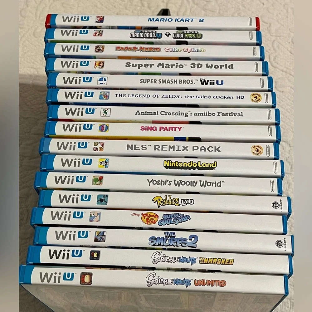 Huge WiiU Console Bundle W/ Gamepad, Controllers, Mario Kart 8 Kit, 16 Games ++